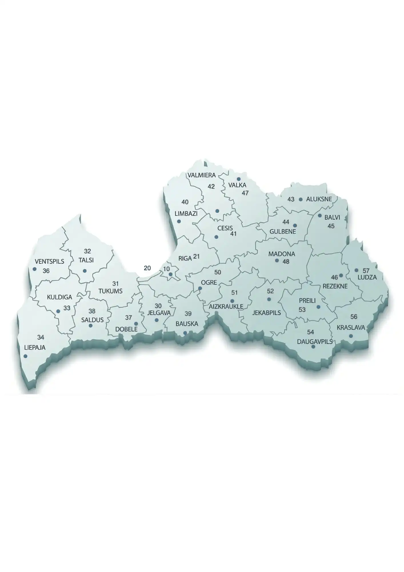 Mapa de códigos postais de Letónia