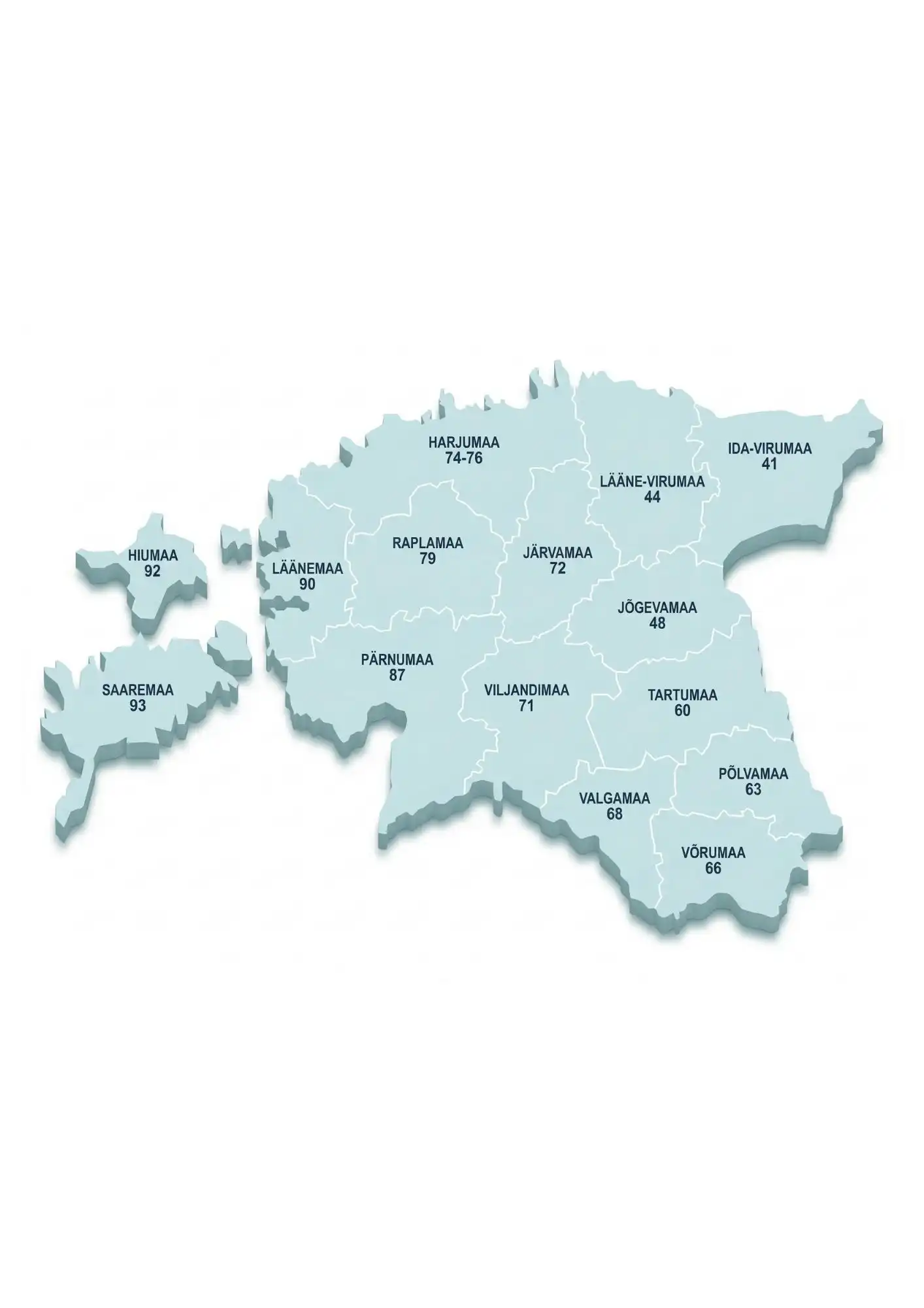 Mapa de códigos postais de Estonia